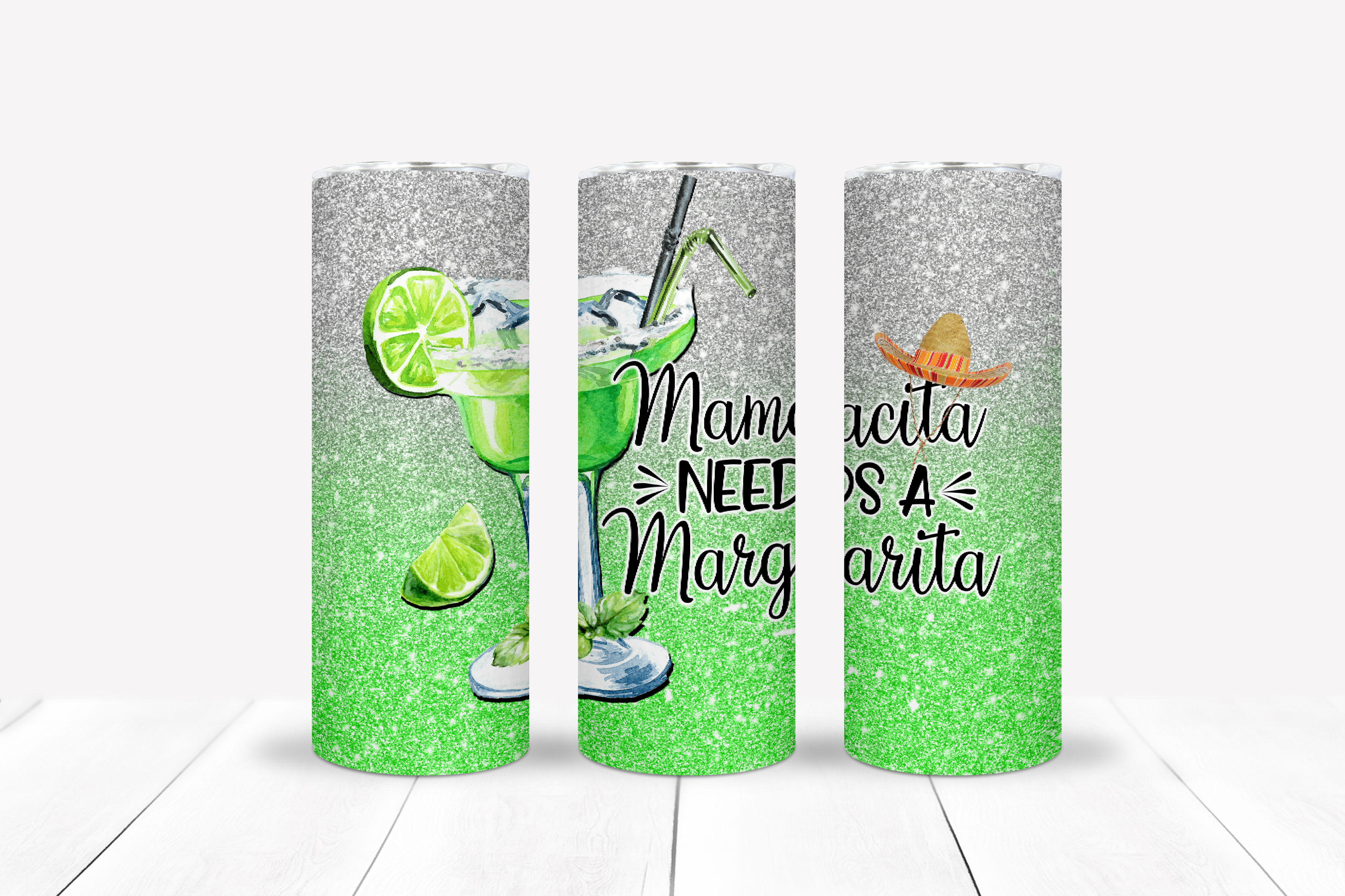 Mamacita Needs A Margarita 20 Oz Stainless Steel Skinny Tumbler With Straw.