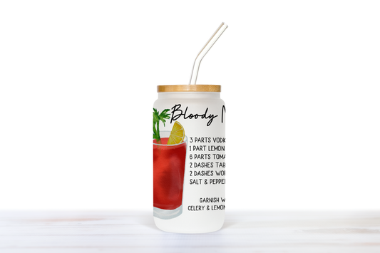 Bloody Mary frosted glass can