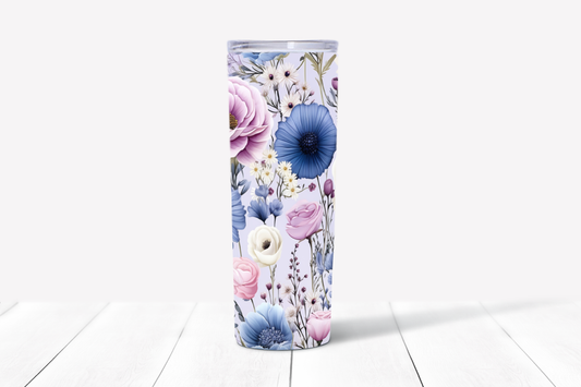 Butterfly Garden Blue and Purple tumbler