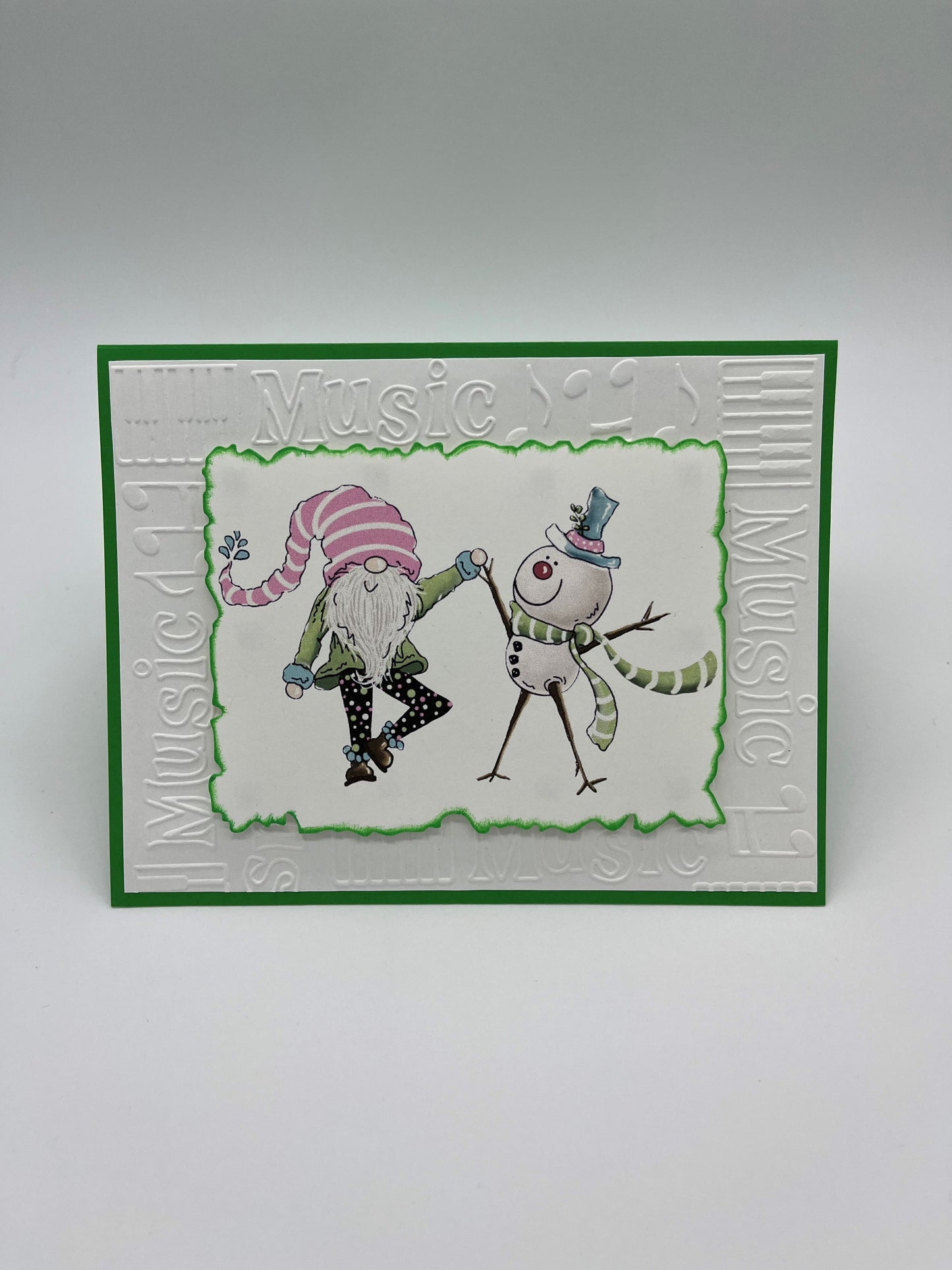 Dancing Gnome and Snowman - Green