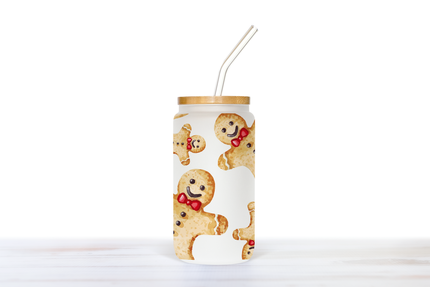 Gingerbread frosted glass can