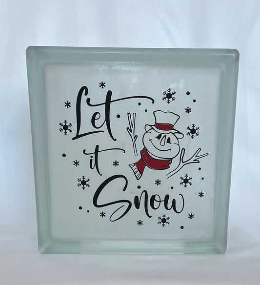 Let It Snow Glass Block