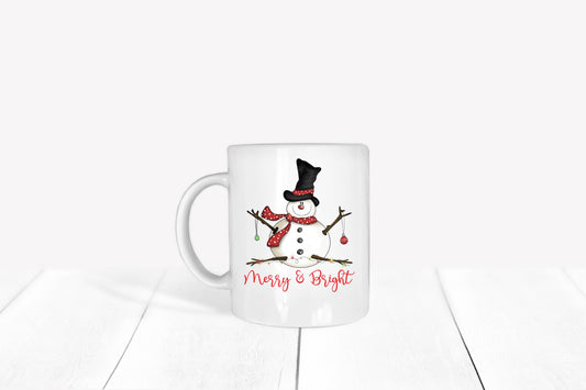 Merry and Bright Snowman mug