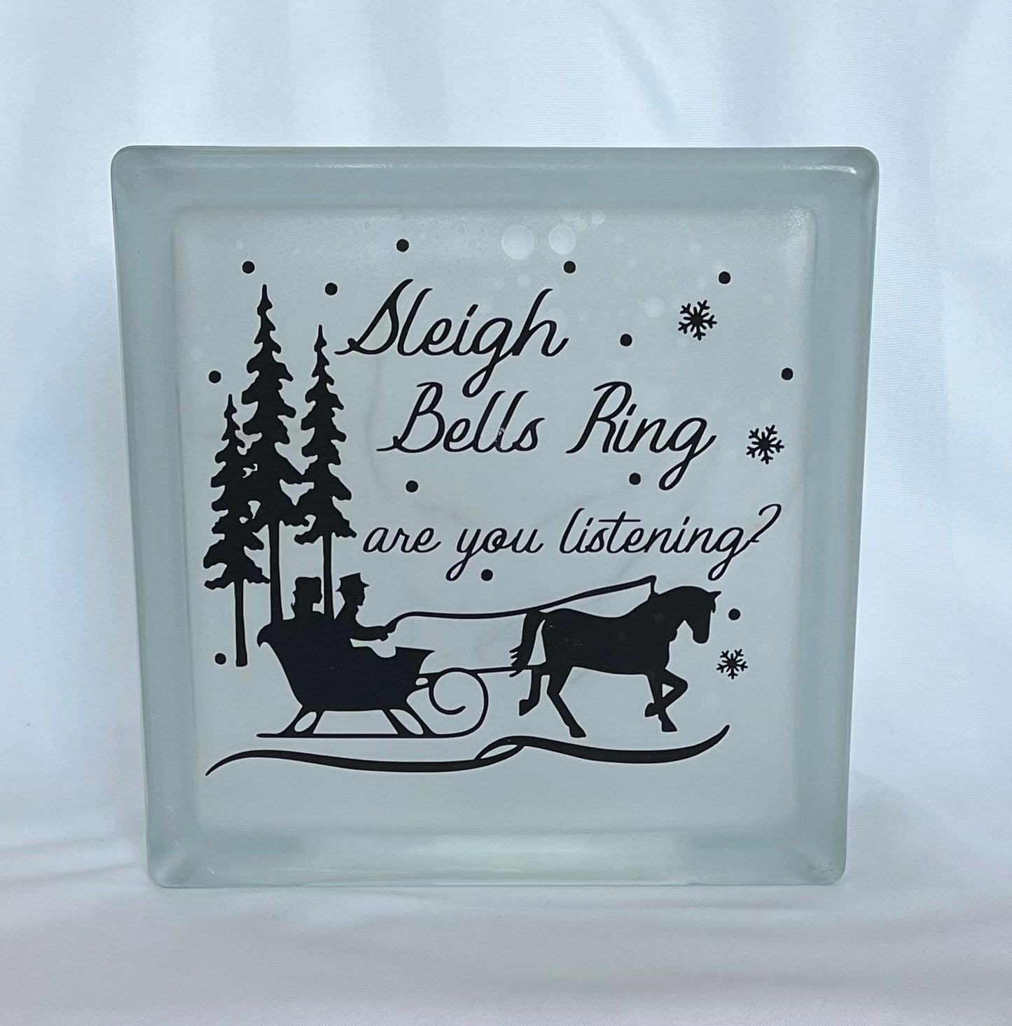 Sleigh Bells Glass Block