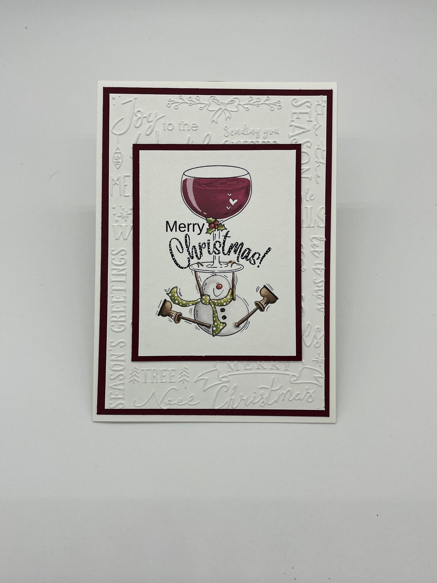 Merry Christmas Snowman and Wine Card