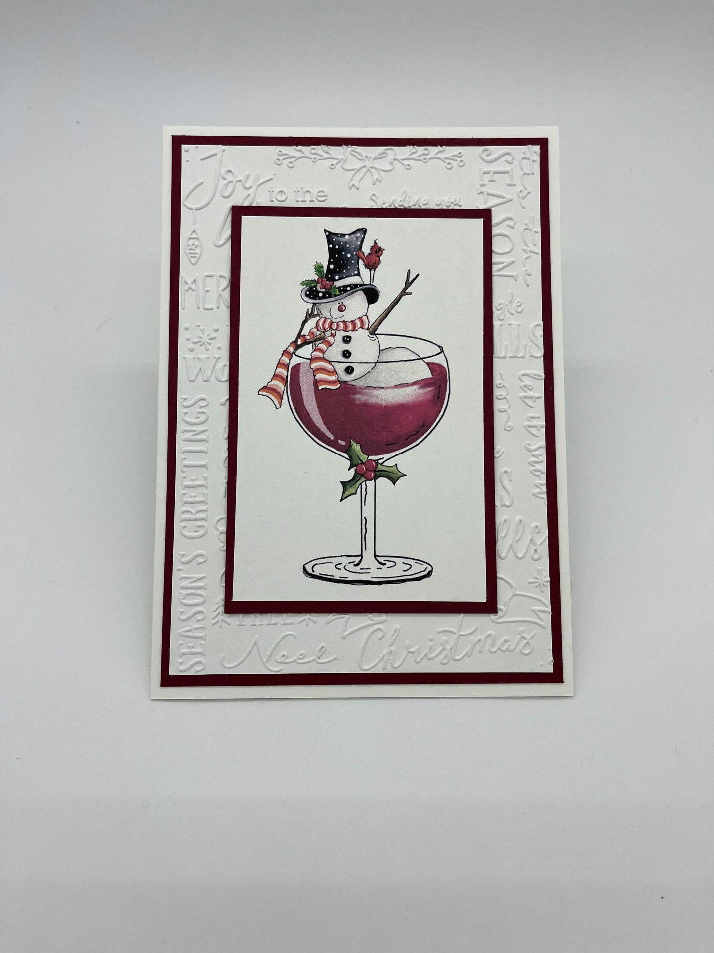 Snowman Swimming in Wine Card