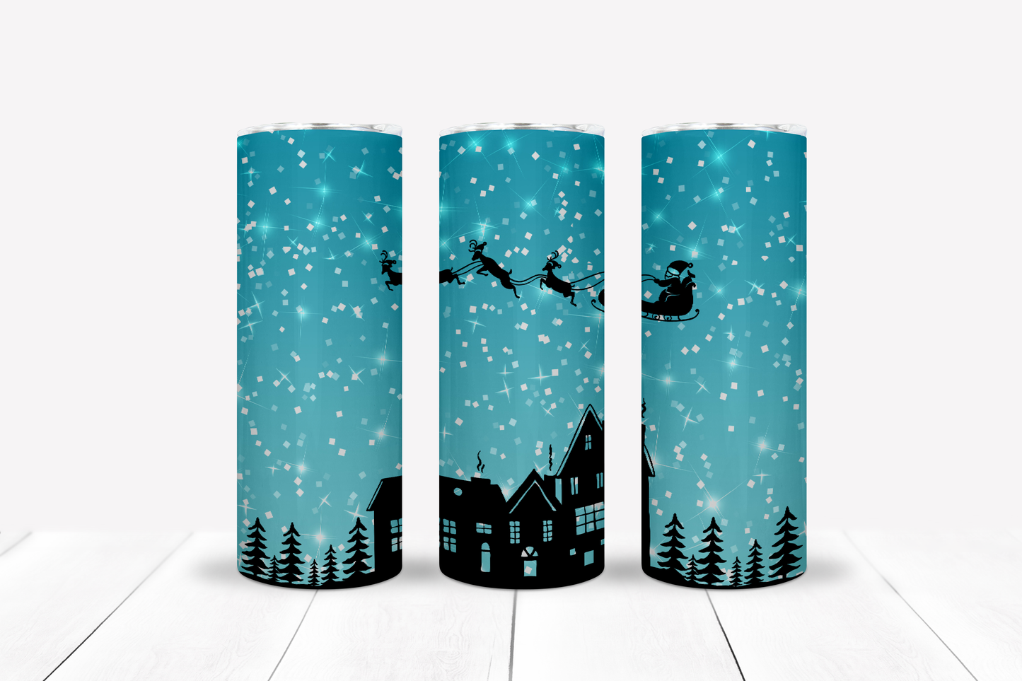 Teal Christmas Sky tumbler